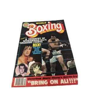 WORLD BOXING JULY 1977-ALI AND ROCKY(STALLONE,MARCIANO,GRAZIANO) COVER